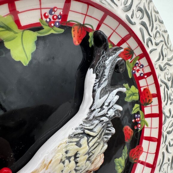 Vintage Bella Casa by Ganz Hand Painted Hen Chicken 3D Wall Plate Decor black wh - Picture 2 of 15